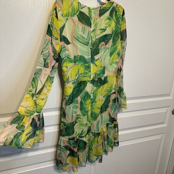 NWT Alex Marie Green Leaf Print Long Sleeve Dress sz 8 - Picture 5 of 5